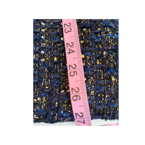 L'AGENCE Chamberlain Tweed Blazer in Dark Sequin Blue Size 12 - Picture 11 of 12